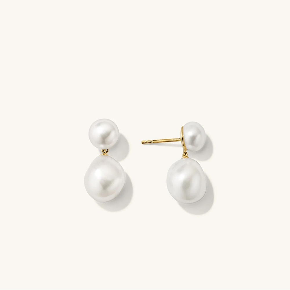 MEJURI Bold Pearl Drop Earrings - 18k Gold Vermeil Freshwater Pearl -✨ Brand New